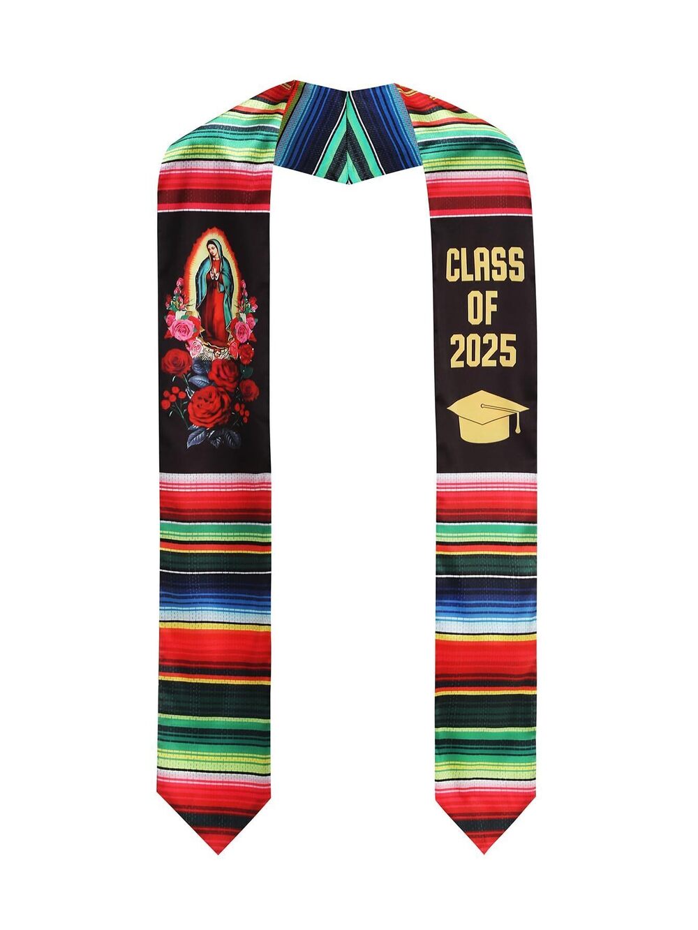 3314 Mexican Graduation Sash Vibrant Print Mexican Flag Stole for Grads